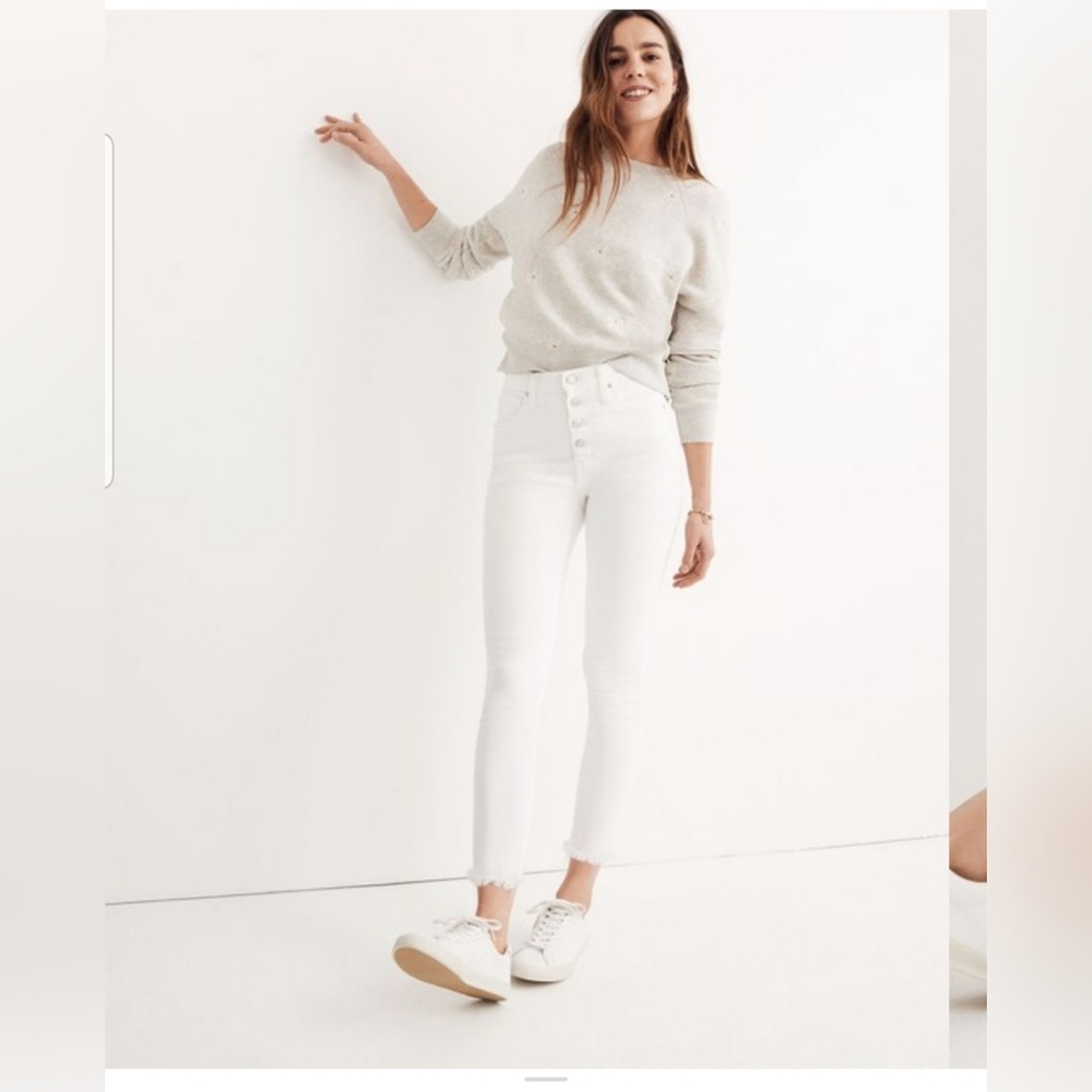 Madewell White 10" High-Rise Crop Skinny Jeans with Button-Fly - Picture 4 of 9